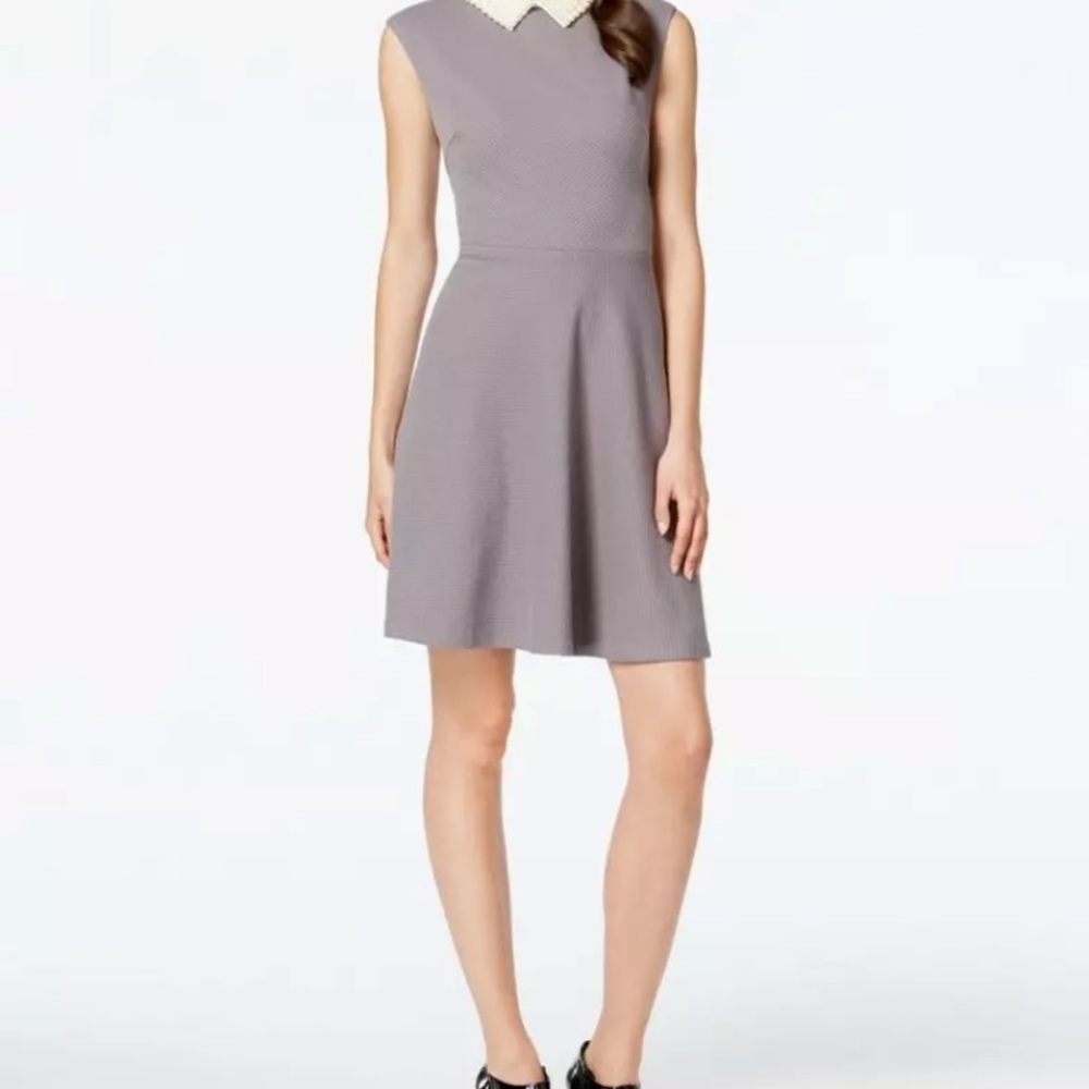 Betsey Johnson Womens Faux Pearl Collar Taupe Sz 8